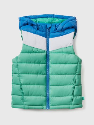 Green Kids' Benetton Padded Color Block Vest | AU265899