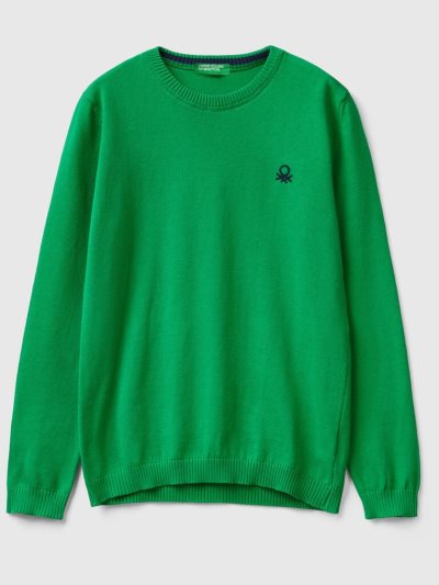 Green Kids' Benetton Pure Cotton Logo Sweaters | AU941785