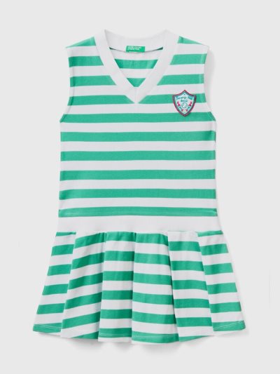 Green Kids' Benetton Striped Sleeveless Dress | AU316680