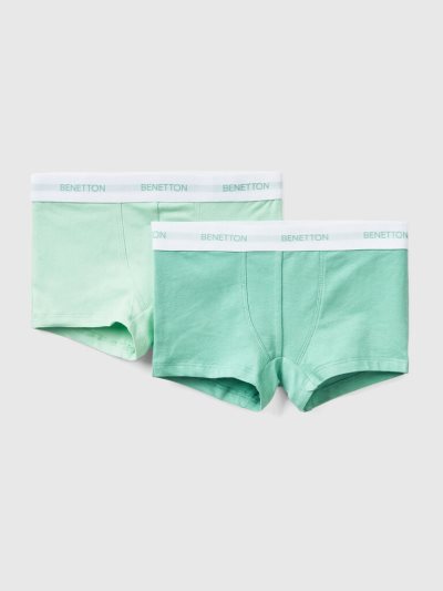 Green Kids' Benetton Two Pairs Of Logoed Elastic Boxers | AU064296