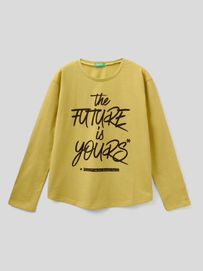 Green Kids' Benetton Warm Cotton Long Sleeve T-shirts | AU399225