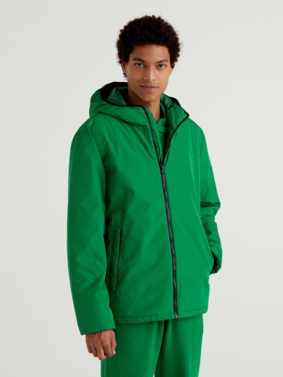 Green Men's Benetton Rain Defender Hooded Light Jackets | AU249999