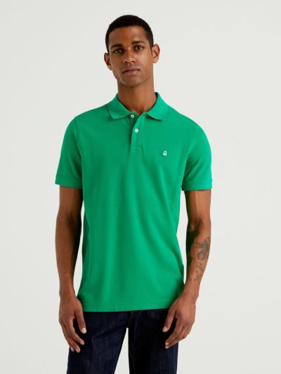 Green Men's Benetton Regular Fit Short Sleeve Polos | AU155691