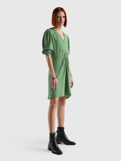 Green Women's Benetton 100% Viscose Short Dress | AU629347