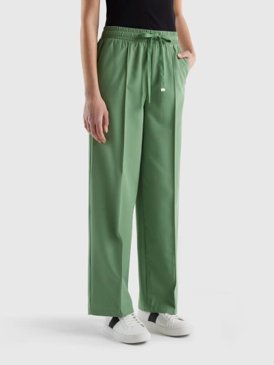 Green Women's Benetton Flowy Drawstring Trousers | AU754387