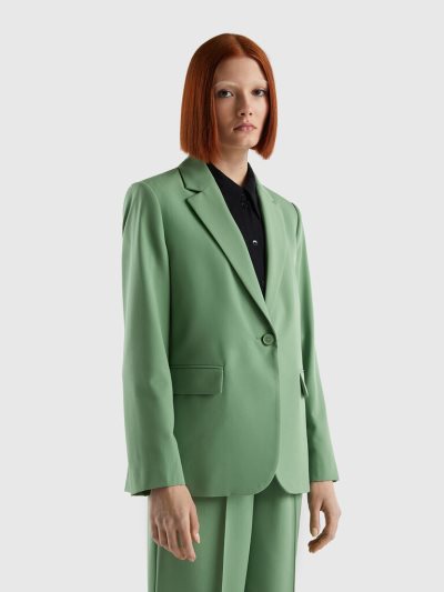 Green Women's Benetton Lined Flowy Blazers | AU809849