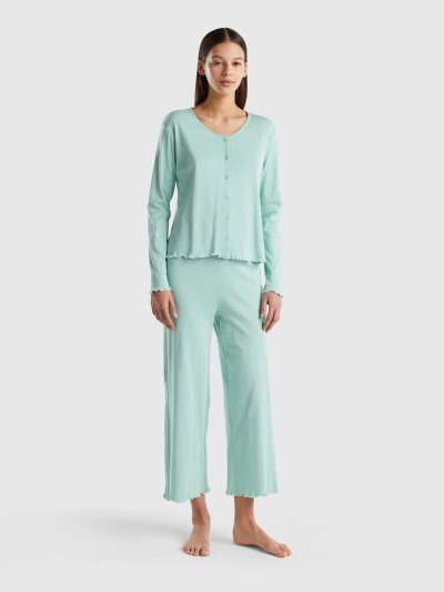 Green Women's Benetton Long Fiber Cotton Matching Sets | AU217358