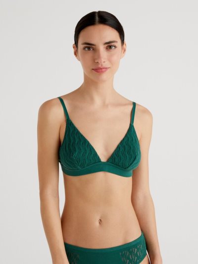 Green Women's Benetton Open Knit Triangle Bras | AU002719