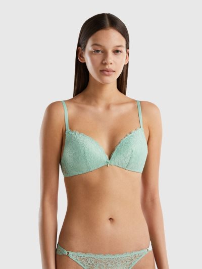 Green Women's Benetton Padded Lace Bras | AU539280