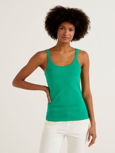 Green Women's Benetton Pure Cotton Tanks | AU387489