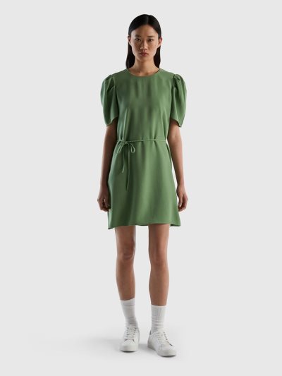 Green Women's Benetton Viscose Blend Short Dress | AU840583