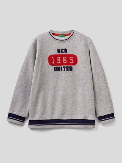 Grey Kids' Benetton 100% Cotton Embroidery Sweatshirt | AU584877