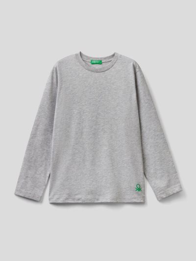 Grey Kids' Benetton 100% Organic Cotton Crew Neck Long Sleeve T-shirts | AU882224