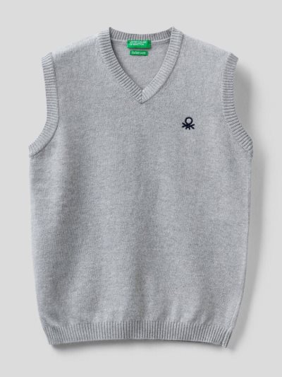 Grey Kids' Benetton Cashmere And Wool Blend Vest | AU505096