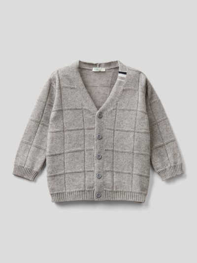 Grey Kids' Benetton Check Cardigan | AU768740