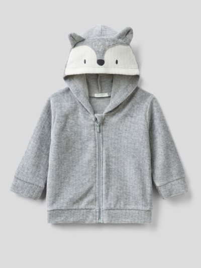 Grey Kids' Benetton Chenille Hood Sweatshirt | AU386495