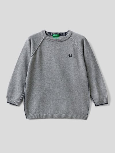 Grey Kids' Benetton Crew Neck Raglan Sleeves Sweaters | AU149104