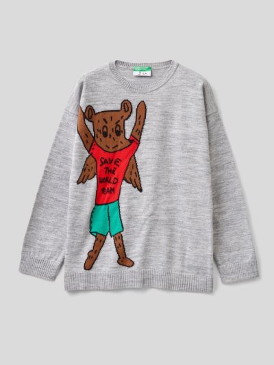 Grey Kids' Benetton Jccxucb Teddy Bear Sweaters | AU144438