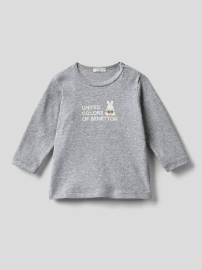 Grey Kids' Benetton Long Sleeve 100% Organic Cotton T Shirts | AU700042