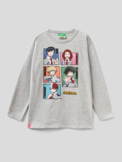 Grey Kids' Benetton My Hero Academia Warm Cotton Long Sleeve T-shirts | AU279666