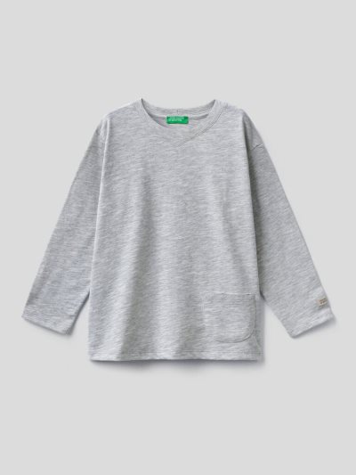 Grey Kids' Benetton Organic Cotton Pocket Long Sleeve T-shirts | AU994893