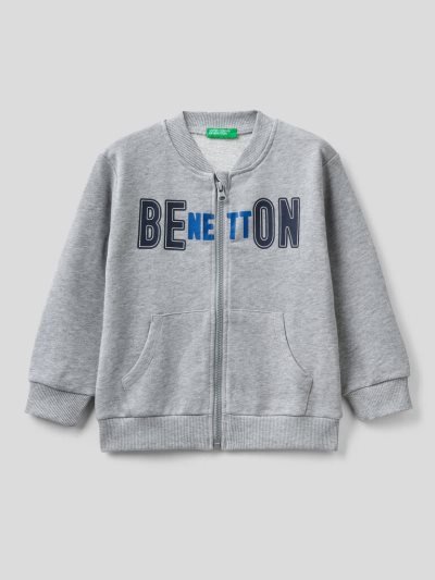 Grey Kids' Benetton Organic Cotton Zip Sweatshirt | AU637078