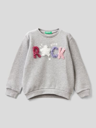 Grey Kids' Benetton Petal Look Applique Sweatshirt | AU649519