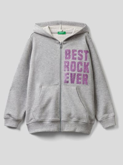 Grey Kids' Benetton Pure Cotton Hooded Hoodie | AU212372