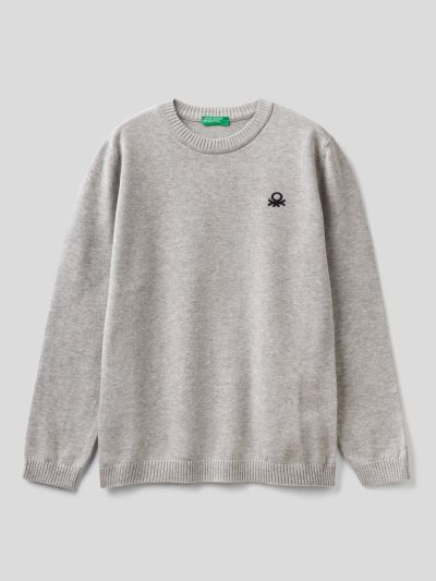 Grey Kids' Benetton Pure Cotton Logo Sweaters | AU058367