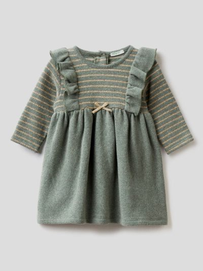 Grey Kids' Benetton Rouches And Lurex Dress | AU054393