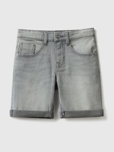 Grey Kids' Benetton Slim Fit"Eco-recycle" Denim Bermudas | AU897918