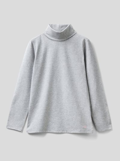 Grey Kids' Benetton Stretch High Neck Long Sleeve T-shirts | AU478232