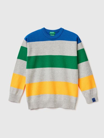 Grey Kids' Benetton Striped Sweaters | AU638449