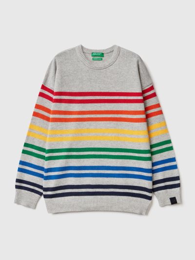 Grey Kids' Benetton Striped Sweaters | AU897699