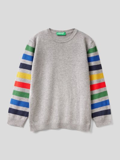 Grey Kids' Benetton Striped Wool Blend Sweaters | AU727568