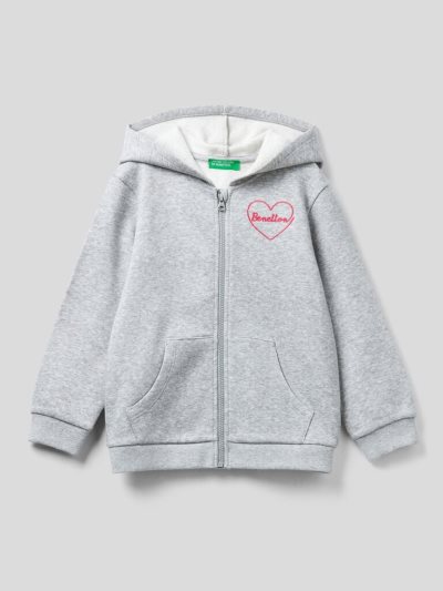 Grey Kids' Benetton Warm Embroidered Logo Hoodie | AU428743