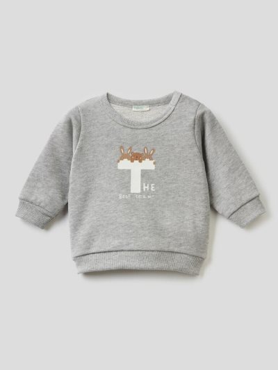 Grey Kids' Benetton Warm Organic Cotton Print Sweatshirt | AU291349