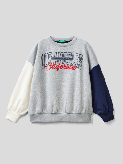 Grey Kids' Benetton Warm Oversized Embroidery Sweatshirt | AU965549