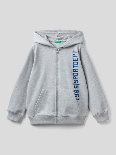 Grey Kids' Benetton Warm Printed Zip Hoodie | AU175576