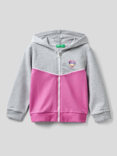 Grey Kids' Benetton Zip-up Hoodie | AU837041