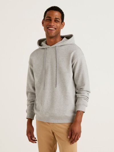 Grey Men's Benetton 100% Cotton Hoodie | AU460670