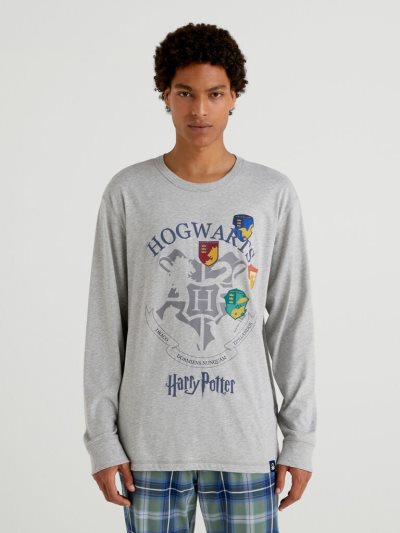 Grey Men's Benetton Harry Potter Long Fiber Cotton T Shirts | AU444614