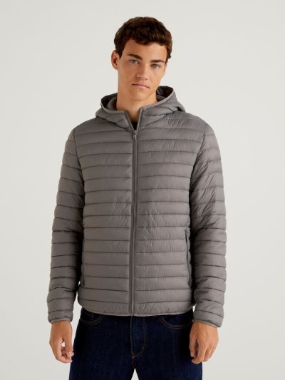 Grey Men's Benetton Slim Fit Padded Puffer Jackets | AU581249