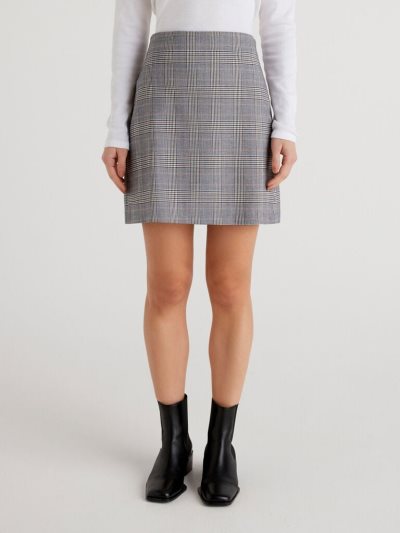 Grey Women's Benetton Check Flannel Mini Skirts | AU768943