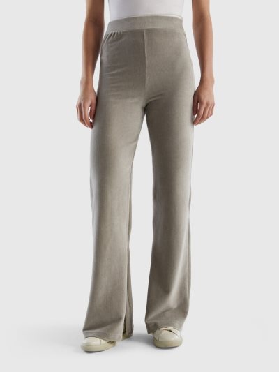 Grey Women's Benetton Chenille Slits Trousers | AU888455