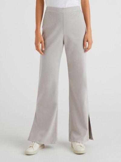 Grey Women's Benetton Flared Slits Trousers | AU063834