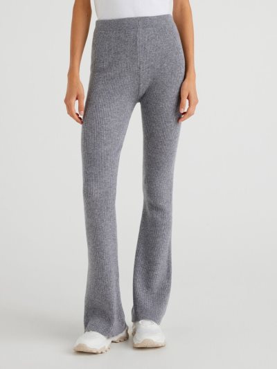 Grey Women's Benetton Flared Wool Blend Trousers | AU083790