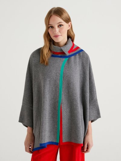 Grey Women's Benetton Jccxucb Poncho Scarf Sweaters | AU113962