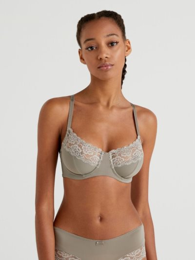 Grey Women's Benetton Padded Mesh Bras | AU028415