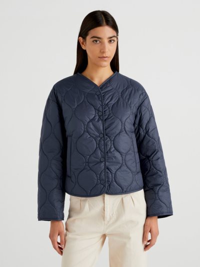 Grey Women's Benetton Short Quilted Light Jackets | AU183528